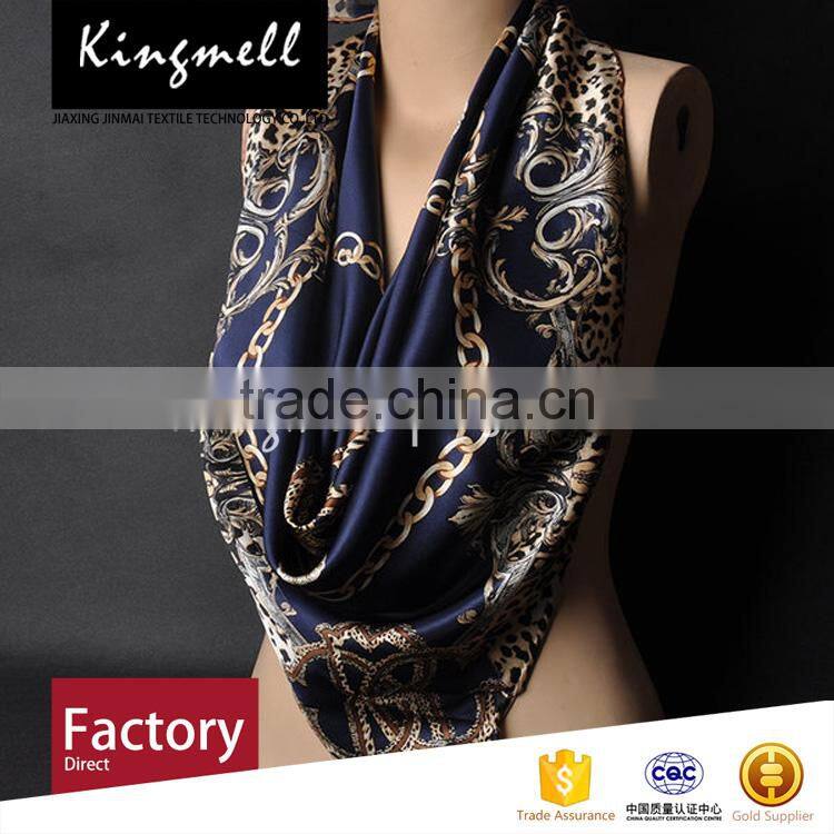 Custom Chinese supplier' digital printing silk satin lady scarf square scarf