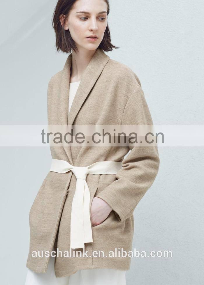 High Quality Ladies Side Pocket Long Sleeve Cheap Warm Cotton Coat