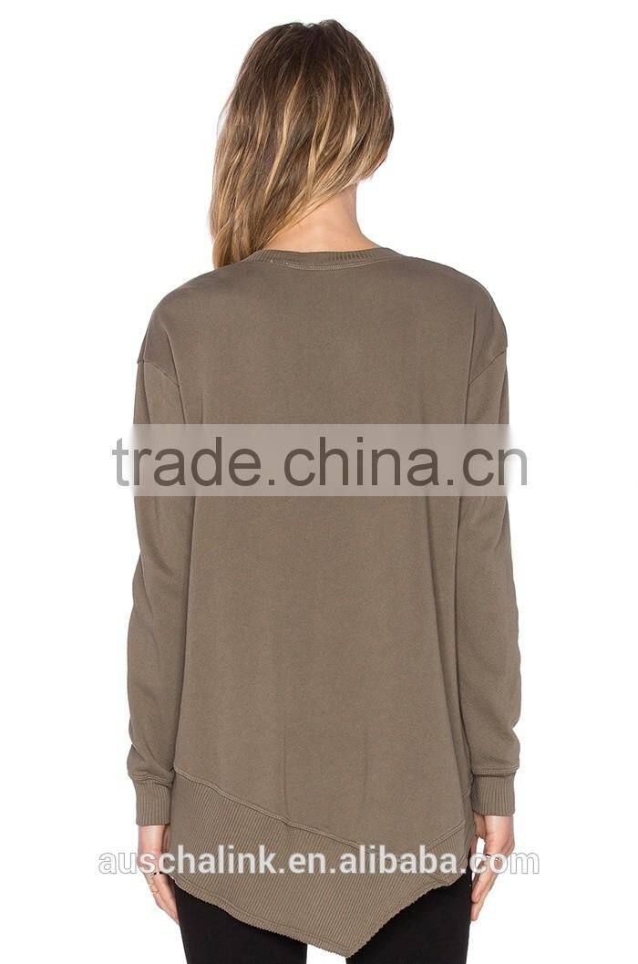 new design cotton deep V neck sweatshirt women fashion