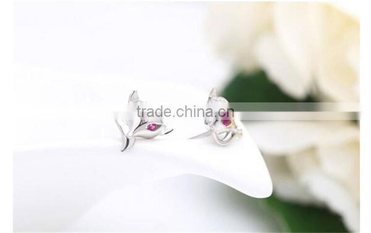 925 Sterling Silver ruby fox stud earrings jewelry