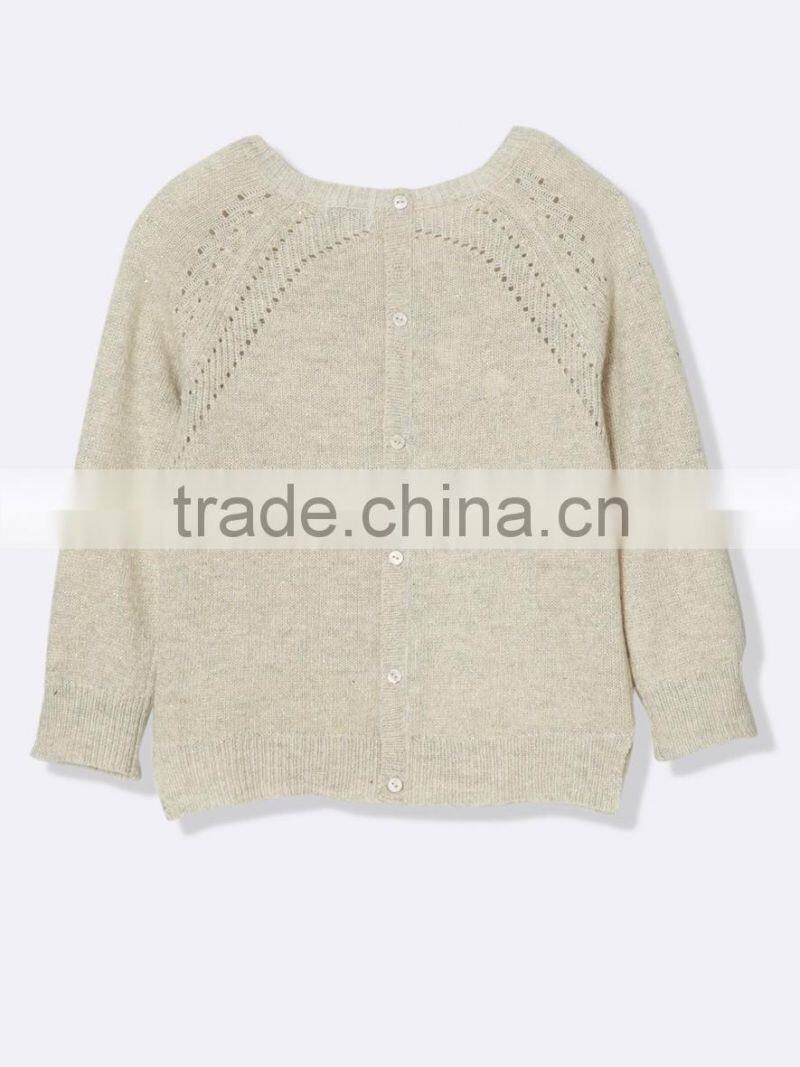 High Quality baby sweater design with Patch pocket Mock button (BKNB31)