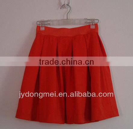 2016 ladies orange and pink plain dyed pleated skirt for summer