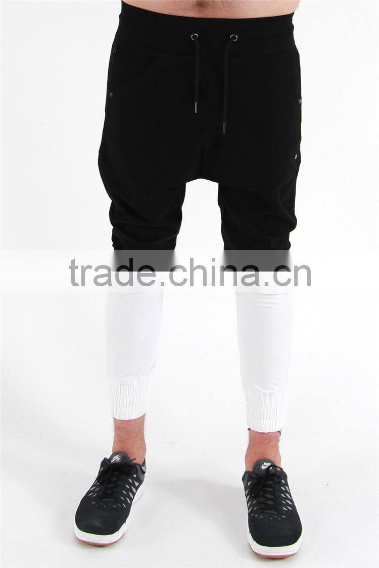New fashion white and black combination pants mens hip-hop trousers