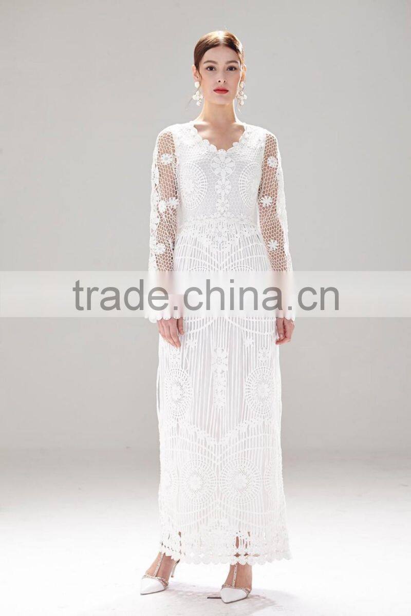ladies long dress with crochet pattern