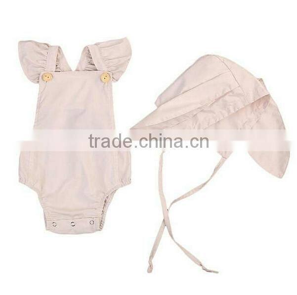 Wholesale Little Girls Clothes Newborn Baby Boutique Solid Cotton Romper For Kids