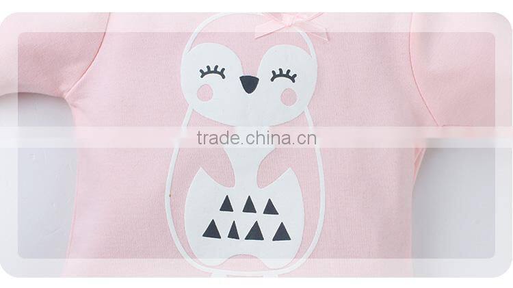 Puff printing cute pink crew neck baby girls long sleeves t-shirt