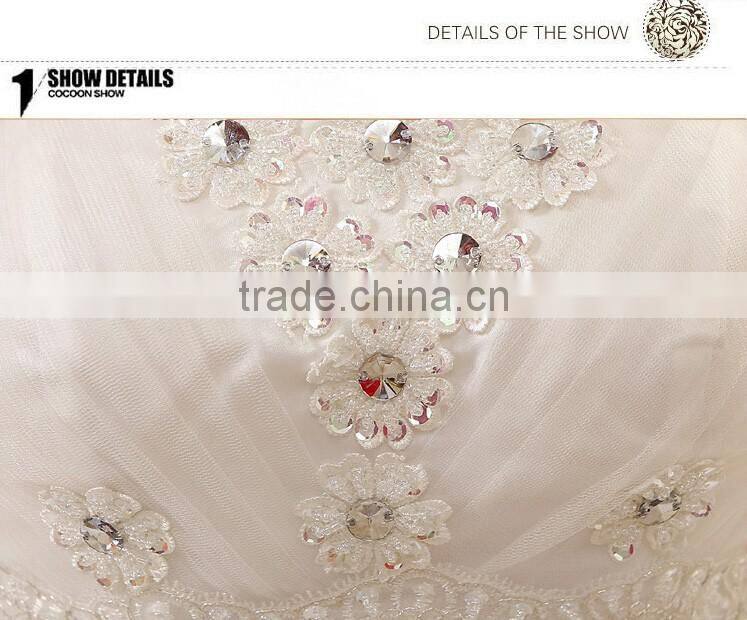 High quality strapless pleats muslim wedding dress