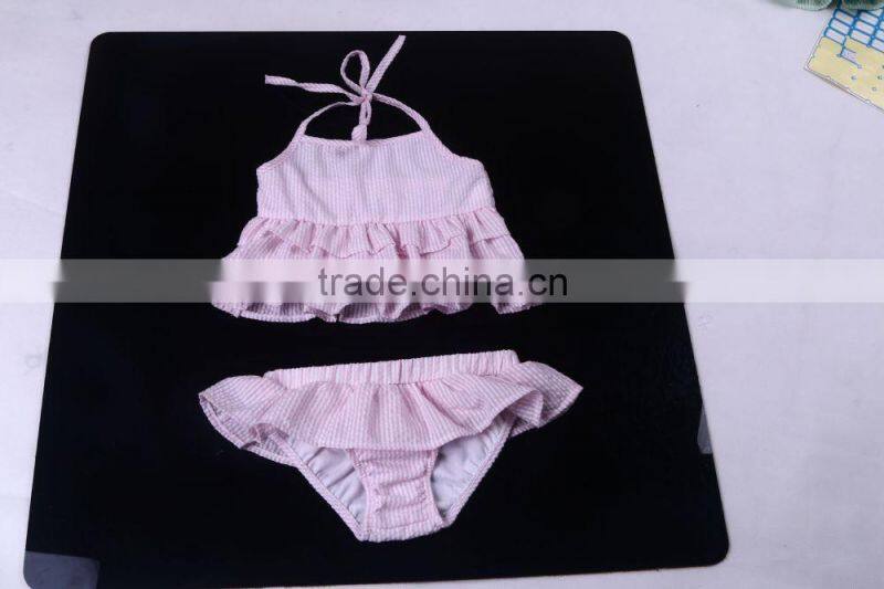 Girls One Piece Ruffle Toddler kid Seersucker Swimsuit