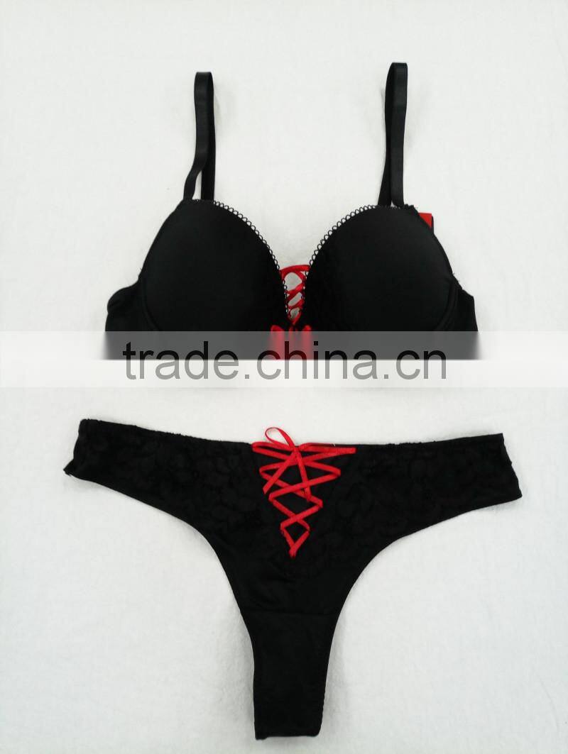 2017 Latest fashion women underwear bra panty set with lace high quality standard