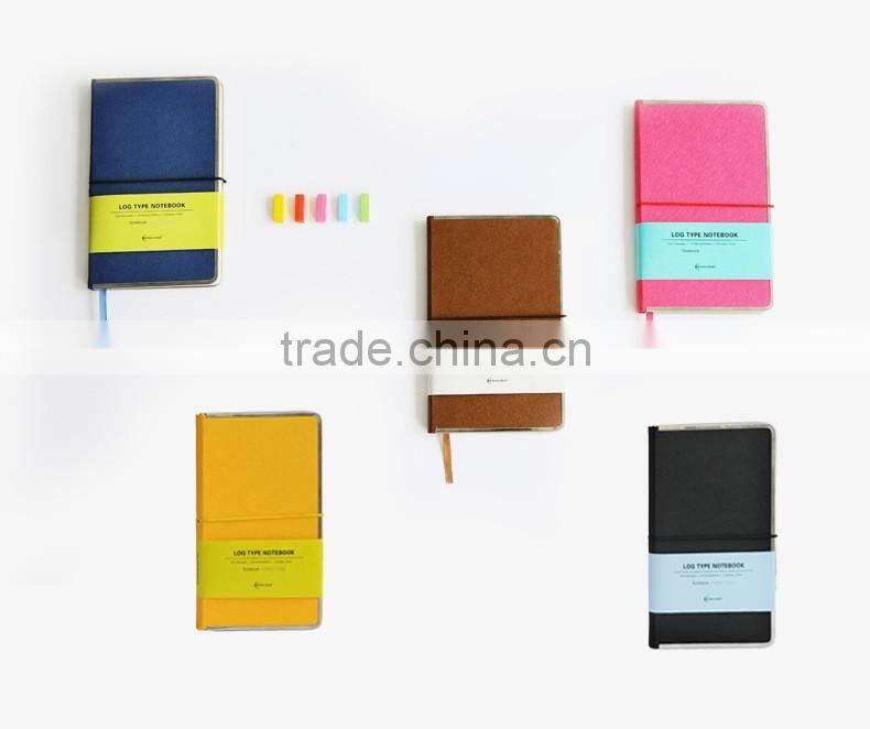 A5 Faux leather cover notebook customizable hardcover office notebook metal lipping notebook with band