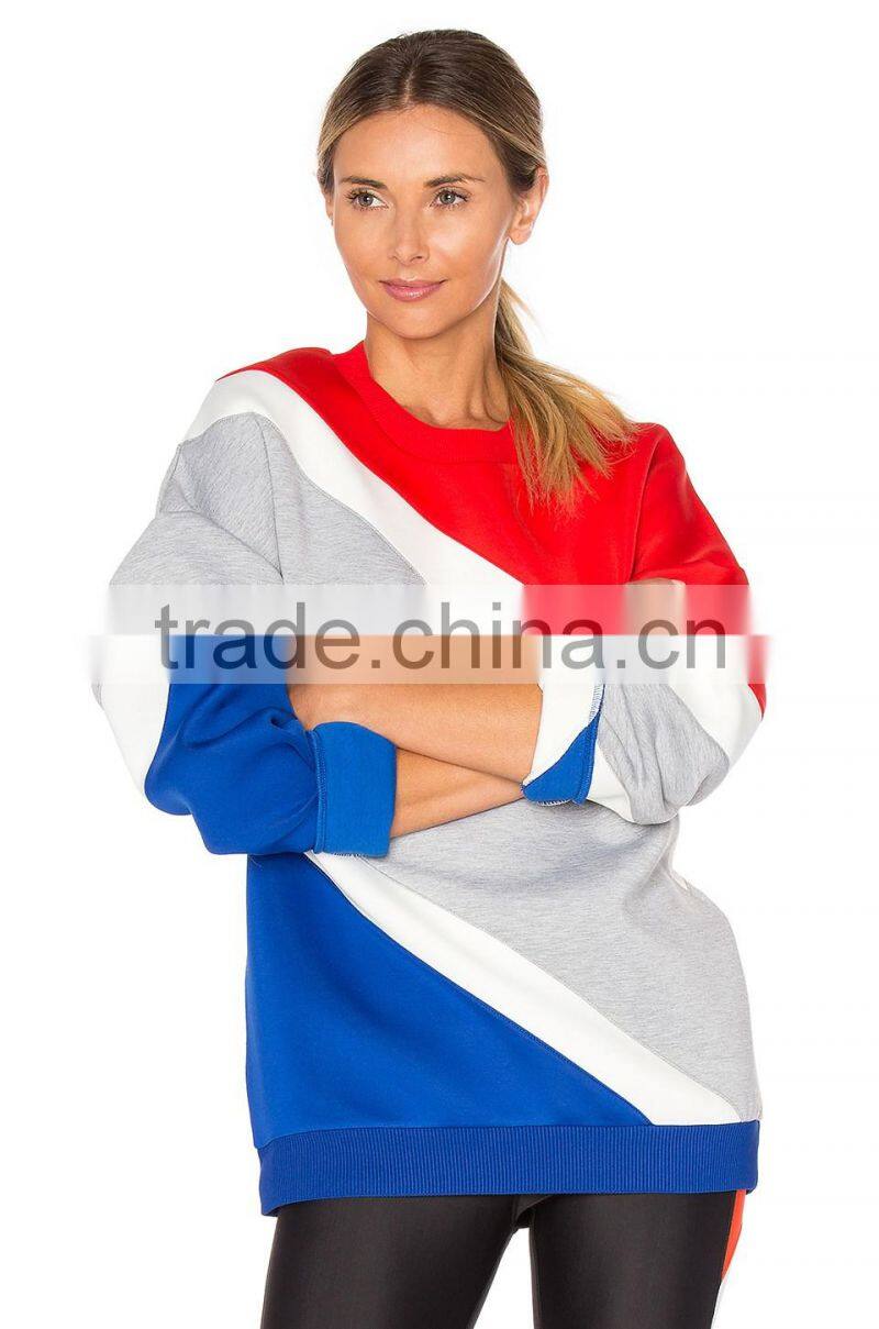 High quality custom long sleeve tri-color sweatshirt without hood