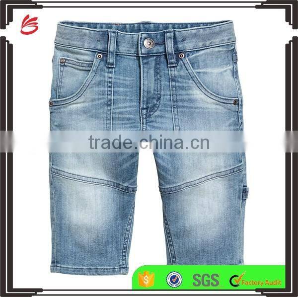 2017 new Summer Children Blue washed boys Tapered Knee-length Denim cargo Shorts