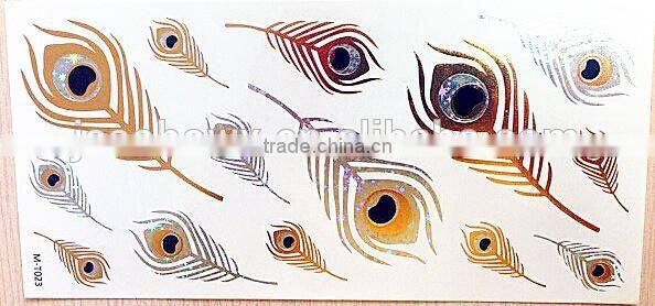 2015 hot sale gold and silver flash tattoo sticker