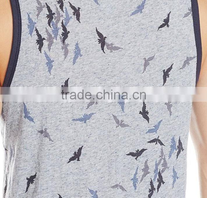 mens sports wear discharged printing mesh dri fit singlet/tank top/stringer with pocket