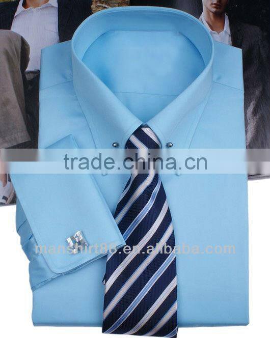 2017 Light blue French cuff men dress or tuxedo shirt