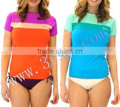 2014 young girl's colorful UPF50+ rash t shirt