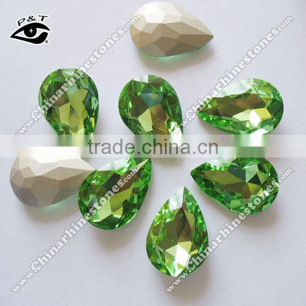 Fancy stone Glass Rhinestone 18x25mm Tear Drop Gemstone For Decoration