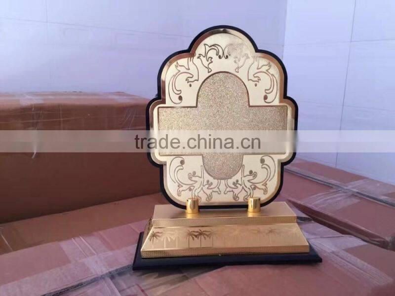 2017 New design metal trophy /wooden base trophy / black acrylic trophy /crystal trophy kjj-01