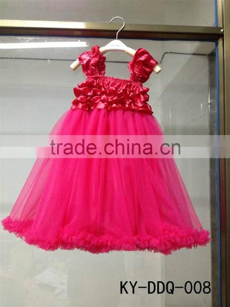 High quality wholesale Upscale girls princess dress,ruffle cute dress,veil baby girls highest dress MC6030201