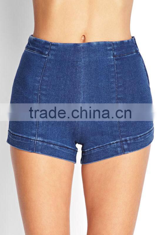 hot selling women denim shorts made in china wash skinny wholesale cheap high waisted denim shorts