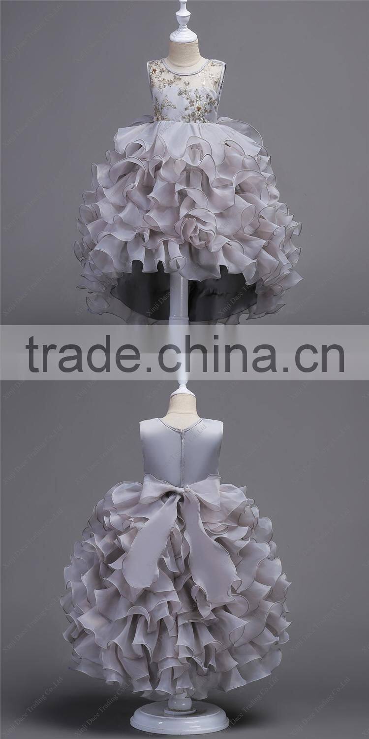 Fashion kids teenagers cake layered dress latest designs evening gowns for girls
