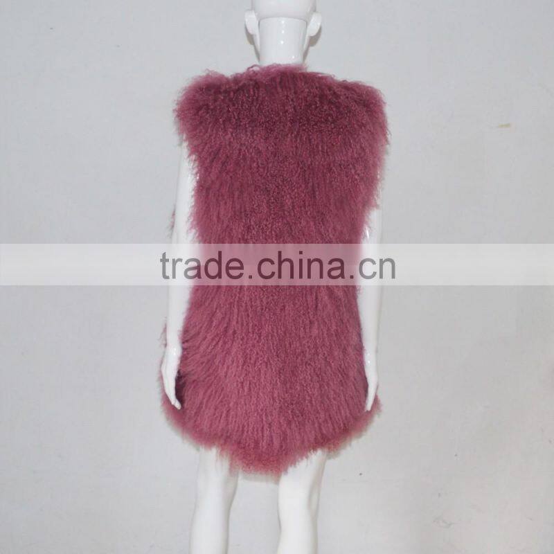 SJ036-02 2017 new fashion long Real fur vest for girl or women