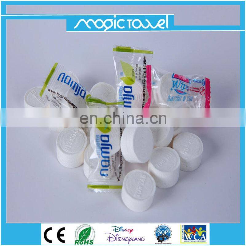 candy flow pack restaurant & hotel used disposable compressed nonwoven coin wipes magic grow towels