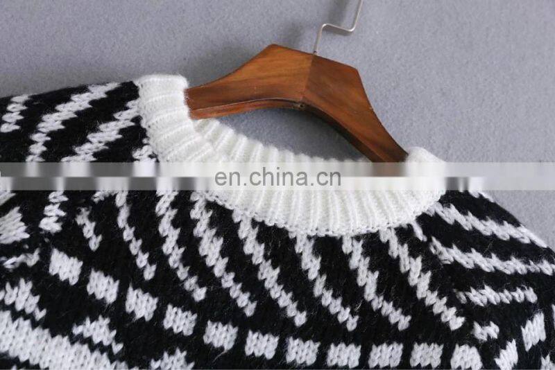 Custom Latest Fashion Design Sweaters Stock Computer Knitted Cashmere Women Loose Sweater