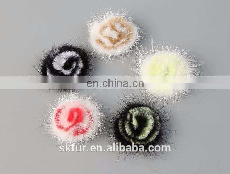 Fluffy and cute factory price mink or fox fur flowers
