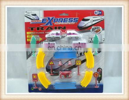 kids assemble Funny wind up express train toys with road sign railway toys