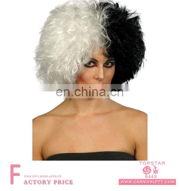 Half dyed white and half dyed black human hair lace front wig for women