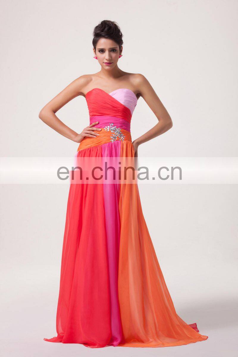 Hot Sale Elegant Design Grace Karin Sexy Strapless Red Chiffon Long Cheap Prom Dresses CL6069-2#