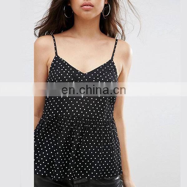 2016 Custom Pretty Cami Top in Spot Print Fashion Blouse for Women