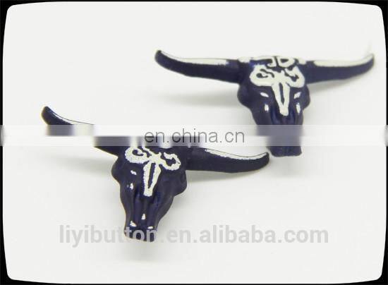 wholesale custom metal button in garment, circle painted clothing label