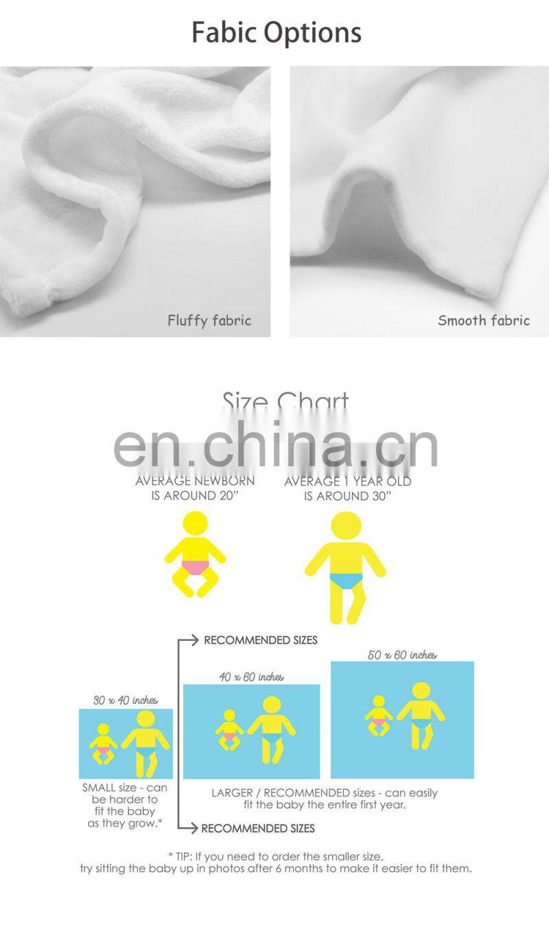 Personalized Flannel Fleece Newborn Photo Props Baby Milestone Blanket