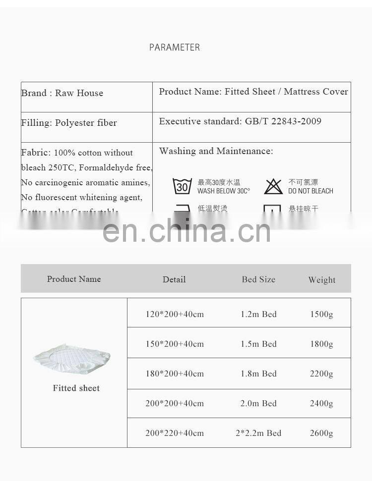 RAWHOUSE anti dust mite 100% cotton mattress protector