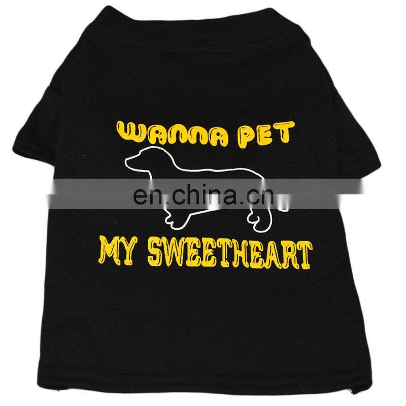 black fashion and cheap pet summer clothing dog t-shirt for sports