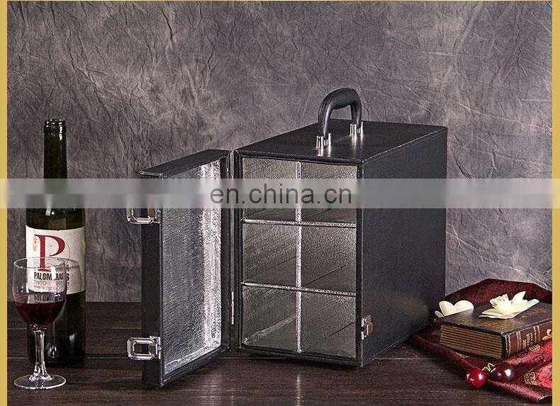 Senior business white wine suitcase,6 aluminum wine bottles trolley case/wine bottle display case