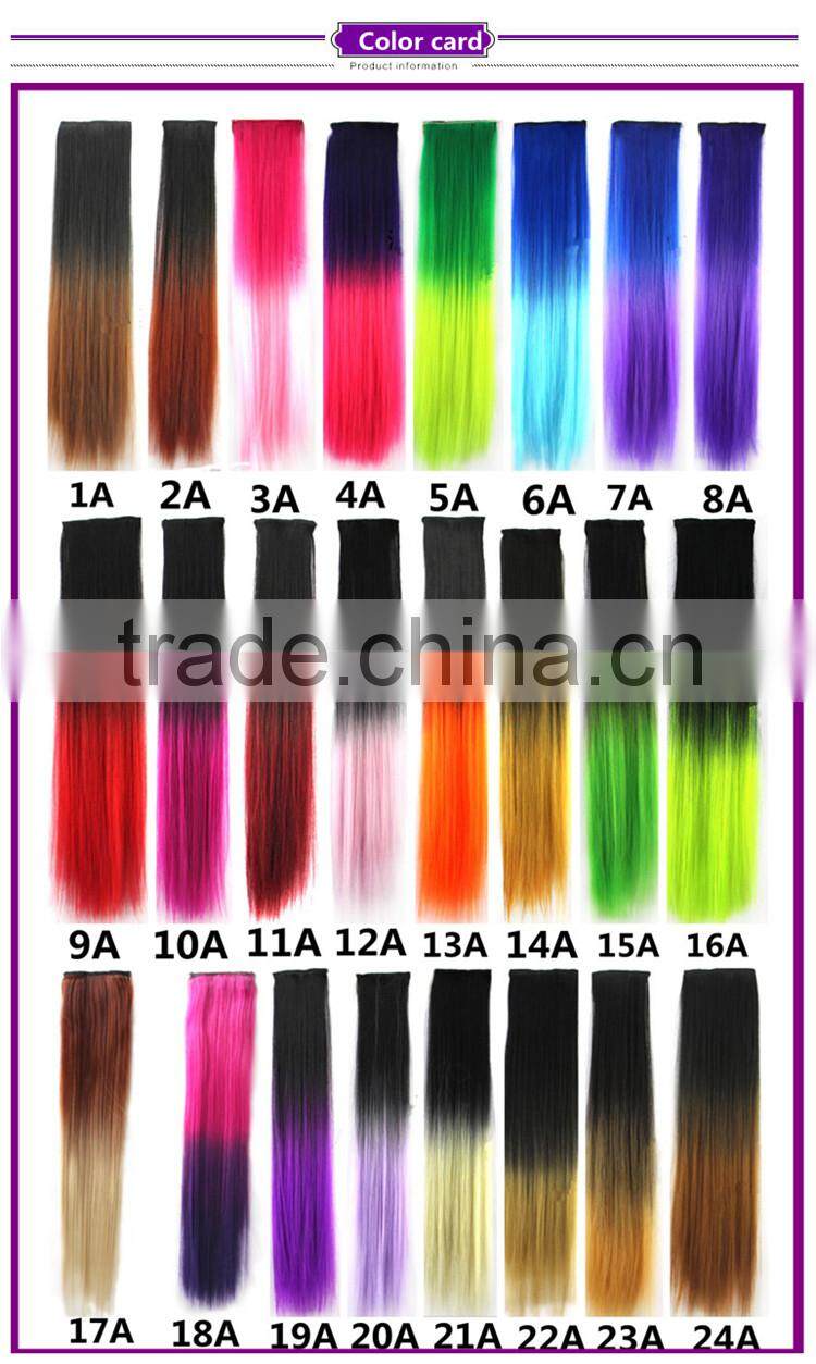 fashion ombre straight synthetic fiber two tone color easy clips hair extension