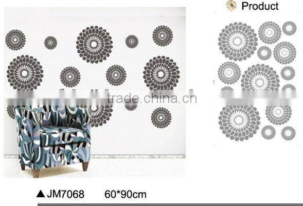 Gray Circle Flower PVC Material Removable Home Decoration Wall Stickers Made In China