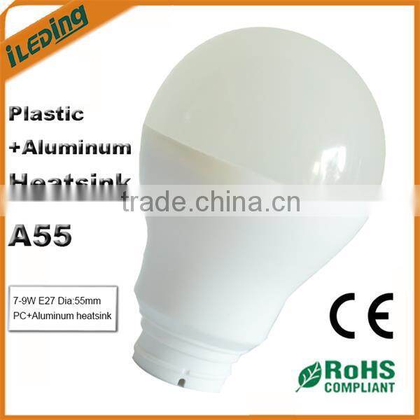 CE RoHs Plastic Aluminum Heatsink 7W 9W LED Bulbs A55 Heatsink