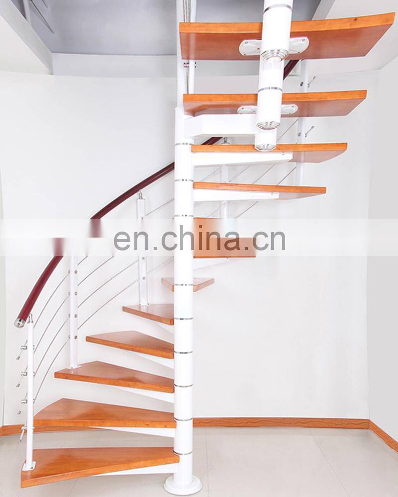 Staircase manufacturer unique design wood treads residential small spiral stair