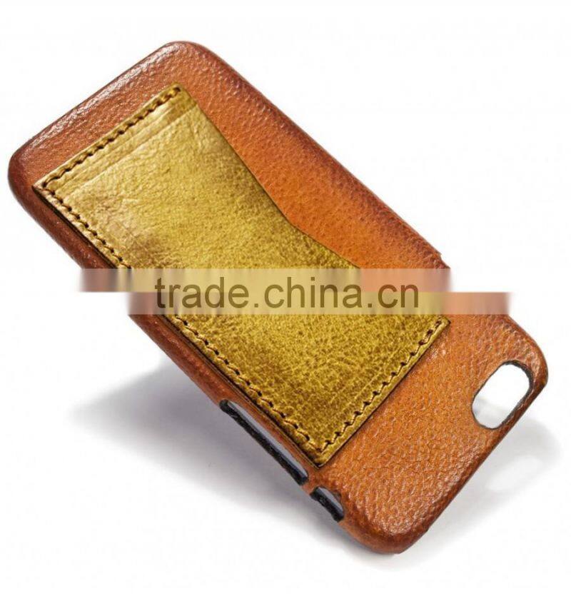 genuine cow leather mobile phone case phone holder with card slot for iphone 6/6s