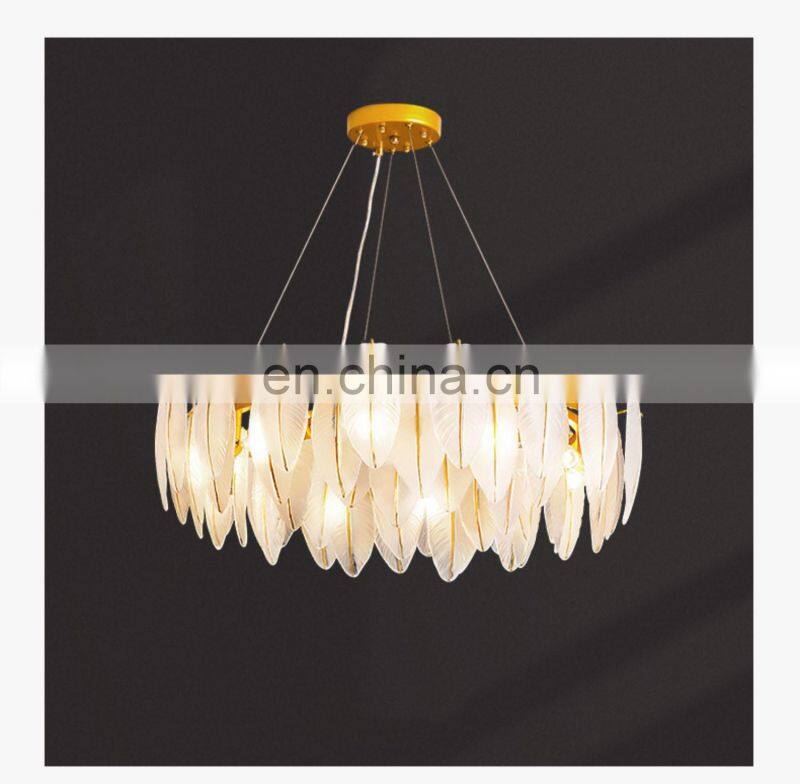Hotel Villa Project Decorative Lighting white glass leaves Luxury Crystal Chandelier Post Modern Ceiling Pendant Lamp