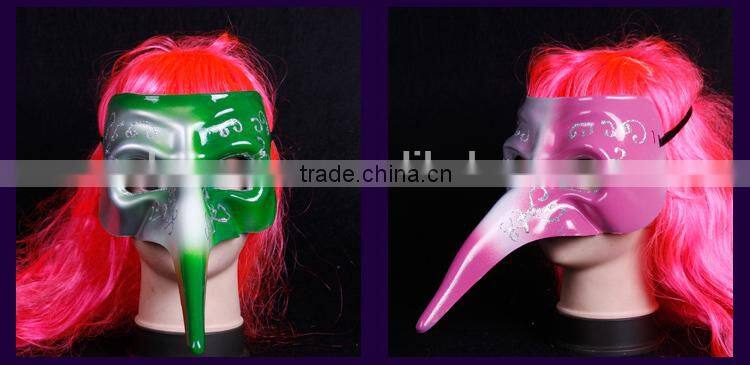 painted venetian masquerade mask, Halloween long nose mask