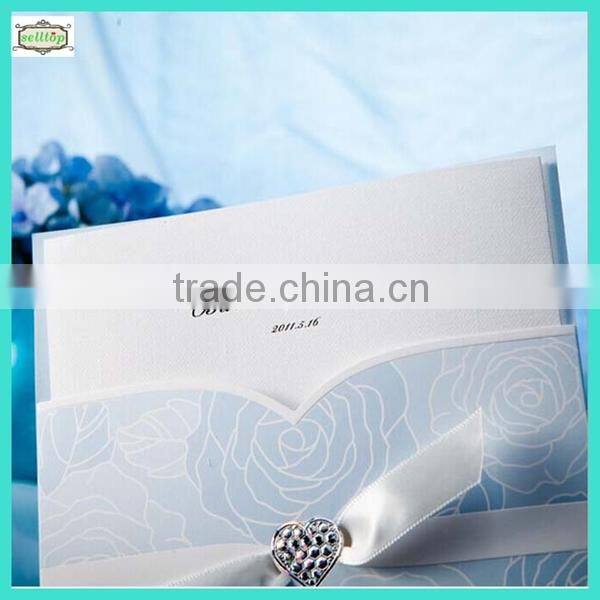 2014 white fancy wedding invitation card material