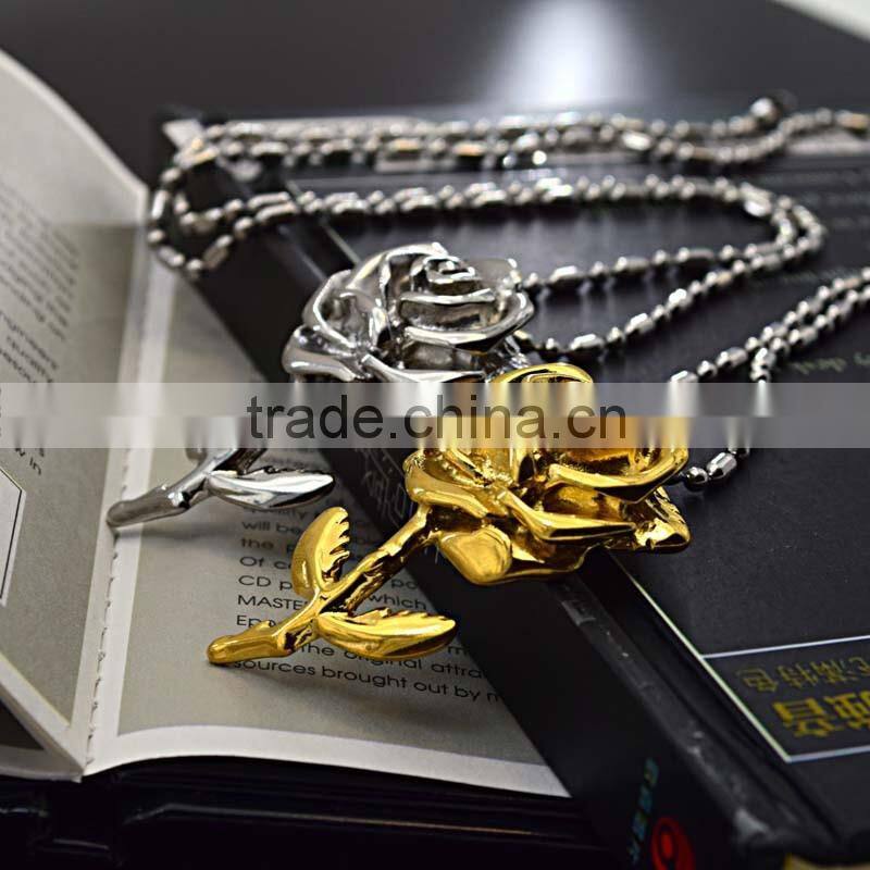 Fashion Jewellery Accessory Artificial Flowers Rose Gold Plated Mother'S Day Pendant