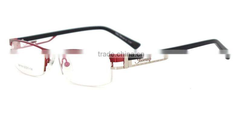 Half-rim metal alloy optical eyeglasses frame stands manufacturing china for adult