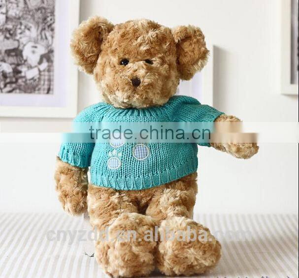 Wholesale Sitting High 27cm Teddy Bear/Plush Brown Teddy Bear Wearing Blue Sweater /Stuffed Toy Teddy Bear