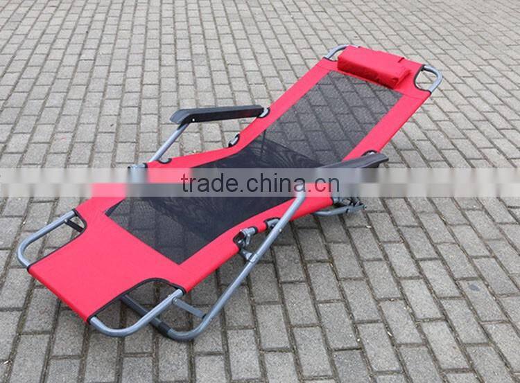 Cheap Metal Folding Beach Chaise Lounge Chair With Pillow Outdoor Wholesale Lounge Furniture
